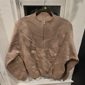 Beige BO+TEE Half Zip Sweatshirt